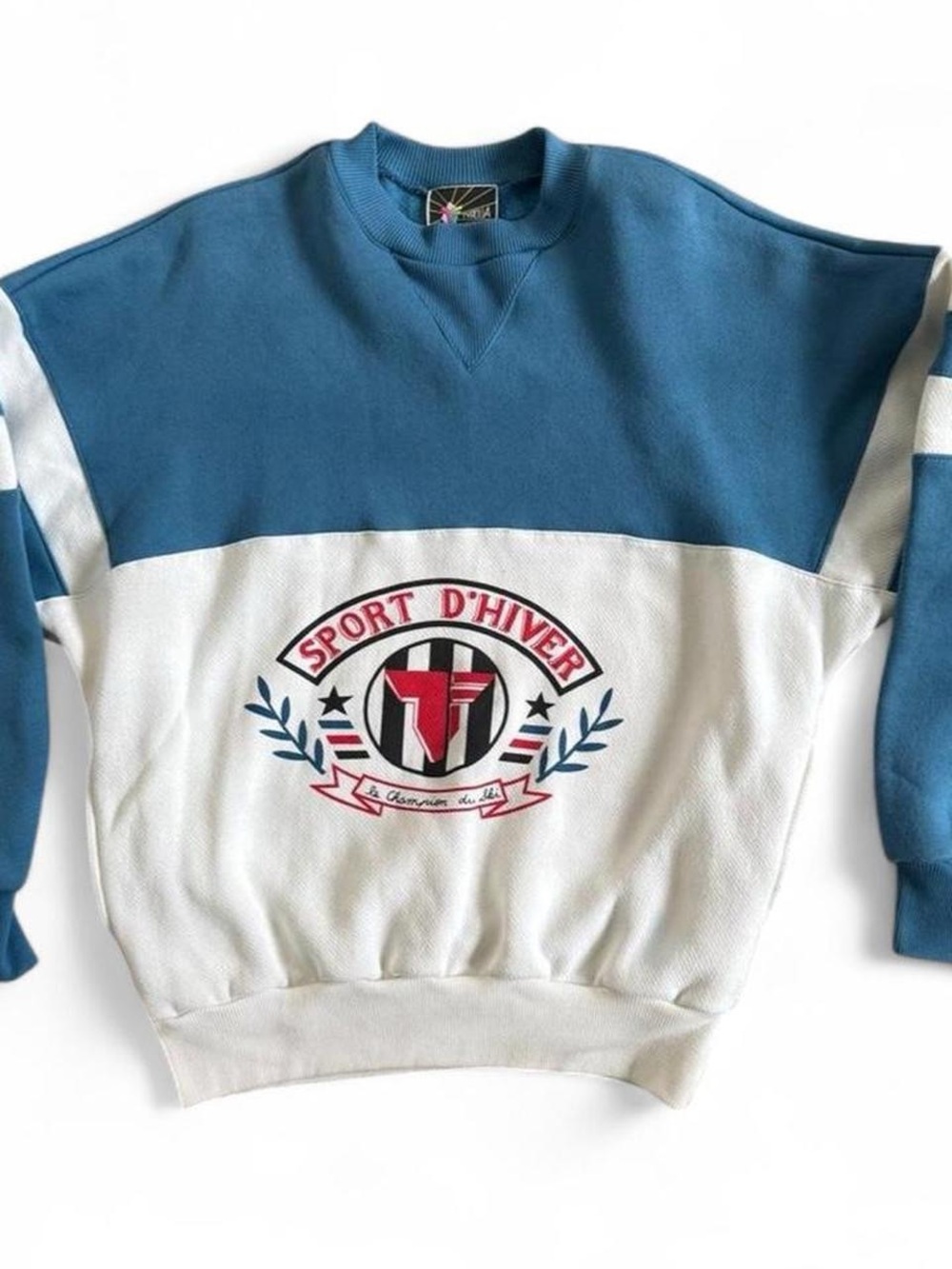 Sport D'Hiver Blue and White Crewneck Sweater